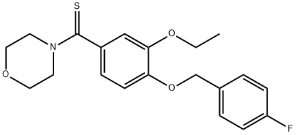 4-{3-ethoxy-4-[(4-fluorobenzyl)oxy]benzothioyl}morpholine 化学構造式