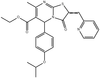 ethyl 5-(4-isopropoxyphenyl)-7-methyl-3-oxo-2-(2-pyridinylmethylene)-2,3-dihydro-5H-[1,3]thiazolo[3,2-a]pyrimidine-6-carboxylate,433241-21-5,结构式