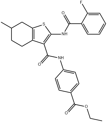 ethyl 4-[({2-[(2-fluorobenzoyl)amino]-6-methyl-4,5,6,7-tetrahydro-1-benzothien-3-yl}carbonyl)amino]benzoate Structure