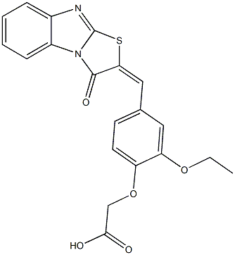 {2-ethoxy-4-[(3-oxo[1,3]thiazolo[3,2-a]benzimidazol-2(3H)-ylidene)methyl]phenoxy}acetic acid Struktur