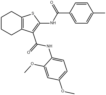 N-(2,4-dimethoxyphenyl)-2-[(4-methylbenzoyl)amino]-4,5,6,7-tetrahydro-1-benzothiophene-3-carboxamide Structure