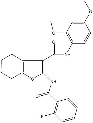 N-(2,4-dimethoxyphenyl)-2-[(2-fluorobenzoyl)amino]-4,5,6,7-tetrahydro-1-benzothiophene-3-carboxamide Struktur