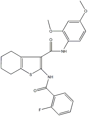 N-(2,4-dimethoxyphenyl)-2-[(2-fluorobenzoyl)amino]-4,5,6,7-tetrahydro-1-benzothiophene-3-carboxamide,433249-81-1,结构式