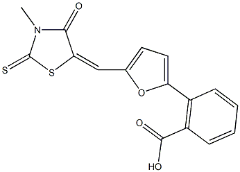 2-{5-[(3-methyl-4-oxo-2-thioxo-1,3-thiazolidin-5-ylidene)methyl]-2-furyl}benzoic acid Structure