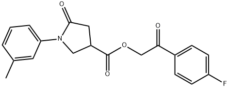 2-(4-fluorophenyl)-2-oxoethyl 1-(3-methylphenyl)-5-oxo-3-pyrrolidinecarboxylate 结构式