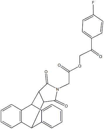 2-(4-fluorophenyl)-2-oxoethyl (16,18-dioxo-17-azapentacyclo[6.6.5.0~2,7~.0~9,14~.0~15,19~]nonadeca-2,4,6,9,11,13-hexaen-17-yl)acetate Structure