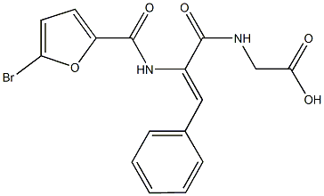 ({2-[(5-bromo-2-furoyl)amino]-3-phenylacryloyl}amino)acetic acid 化学構造式