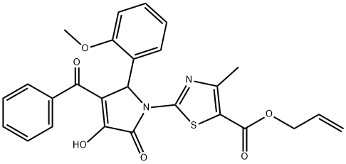 allyl 2-[3-benzoyl-4-hydroxy-2-(2-methoxyphenyl)-5-oxo-2,5-dihydro-1H-pyrrol-1-yl]-4-methyl-1,3-thiazole-5-carboxylate 化学構造式