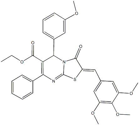 ethyl 5-(3-methoxyphenyl)-3-oxo-7-phenyl-2-(3,4,5-trimethoxybenzylidene)-2,3-dihydro-5H-[1,3]thiazolo[3,2-a]pyrimidine-6-carboxylate Structure