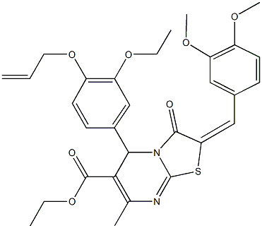 ethyl 5-[4-(allyloxy)-3-ethoxyphenyl]-2-(3,4-dimethoxybenzylidene)-7-methyl-3-oxo-2,3-dihydro-5H-[1,3]thiazolo[3,2-a]pyrimidine-6-carboxylate Struktur