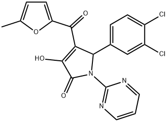 5-(3,4-dichlorophenyl)-3-hydroxy-4-(5-methyl-2-furoyl)-1-(2-pyrimidinyl)-1,5-dihydro-2H-pyrrol-2-one Struktur