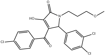 4-(4-chlorobenzoyl)-5-(3,4-dichlorophenyl)-3-hydroxy-1-(3-methoxypropyl)-1,5-dihydro-2H-pyrrol-2-one,433309-74-1,结构式