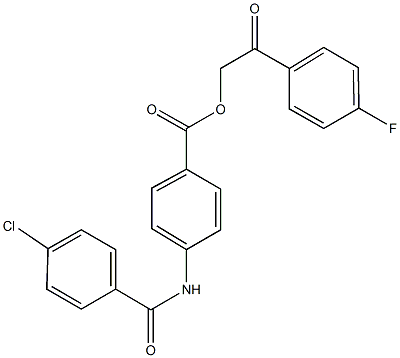 2-(4-fluorophenyl)-2-oxoethyl 4-[(4-chlorobenzoyl)amino]benzoate Struktur