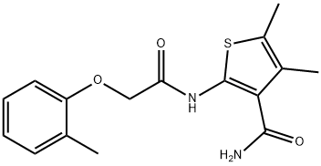 4,5-dimethyl-2-{[(2-methylphenoxy)acetyl]amino}thiophene-3-carboxamide Struktur