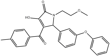 3-hydroxy-1-(2-methoxyethyl)-4-(4-methylbenzoyl)-5-(3-phenoxyphenyl)-1,5-dihydro-2H-pyrrol-2-one,433316-20-2,结构式