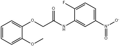 N-{2-fluoro-5-nitrophenyl}-2-(2-methoxyphenoxy)acetamide Struktur