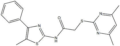 2-[(4,6-dimethyl-2-pyrimidinyl)sulfanyl]-N-(5-methyl-4-phenyl-1,3-thiazol-2-yl)acetamide|