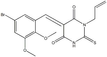 1-allyl-5-(5-bromo-2,3-dimethoxybenzylidene)-2-thioxodihydropyrimidine-4,6(1H,5H)-dione Structure