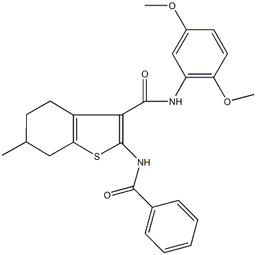 2-(benzoylamino)-N-(2,5-dimethoxyphenyl)-6-methyl-4,5,6,7-tetrahydro-1-benzothiophene-3-carboxamide Structure