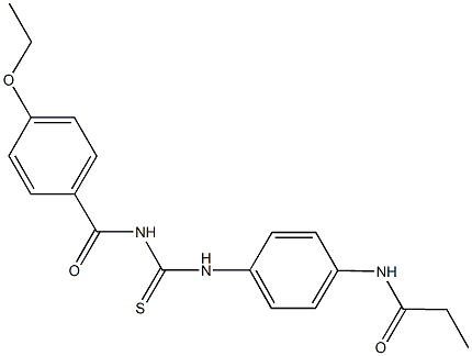 N-[4-({[(4-ethoxybenzoyl)amino]carbothioyl}amino)phenyl]propanamide Struktur