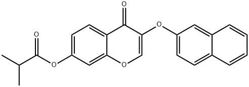 3-(2-naphthyloxy)-4-oxo-4H-chromen-7-yl 2-methylpropanoate Struktur