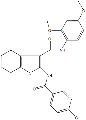 2-[(4-chlorobenzoyl)amino]-N-(2,4-dimethoxyphenyl)-4,5,6,7-tetrahydro-1-benzothiophene-3-carboxamide,433701-25-8,结构式