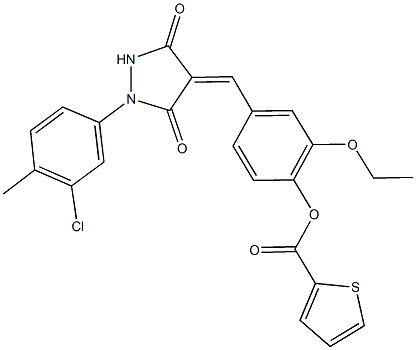 4-{[1-(3-chloro-4-methylphenyl)-3,5-dioxo-4-pyrazolidinylidene]methyl}-2-ethoxyphenyl 2-thiophenecarboxylate,433702-52-4,结构式