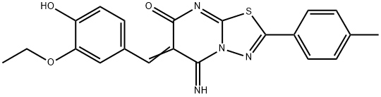 6-(3-ethoxy-4-hydroxybenzylidene)-5-imino-2-(4-methylphenyl)-5,6-dihydro-7H-[1,3,4]thiadiazolo[3,2-a]pyrimidin-7-one Structure