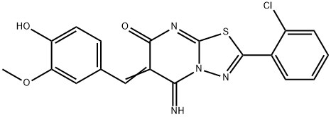 2-(2-chlorophenyl)-6-(4-hydroxy-3-methoxybenzylidene)-5-imino-5,6-dihydro-7H-[1,3,4]thiadiazolo[3,2-a]pyrimidin-7-one,433929-79-4,结构式