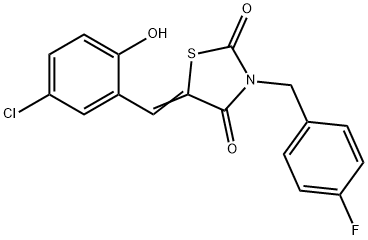 5-(5-chloro-2-hydroxybenzylidene)-3-(4-fluorobenzyl)-1,3-thiazolidine-2,4-dione Struktur