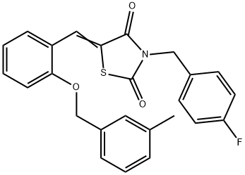 3-(4-fluorobenzyl)-5-{2-[(3-methylbenzyl)oxy]benzylidene}-1,3-thiazolidine-2,4-dione Struktur