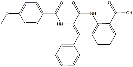 2-({2-[(4-methoxybenzoyl)amino]-3-phenylacryloyl}amino)benzoic acid 化学構造式