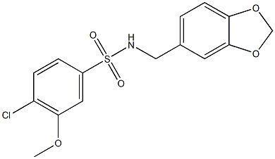 N-(1,3-benzodioxol-5-ylmethyl)-4-chloro-3-methoxybenzenesulfonamide 化学構造式