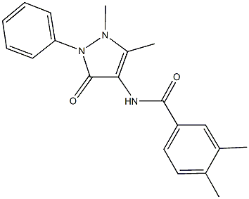 N-(1,5-dimethyl-3-oxo-2-phenyl-2,3-dihydro-1H-pyrazol-4-yl)-3,4-dimethylbenzamide 化学構造式