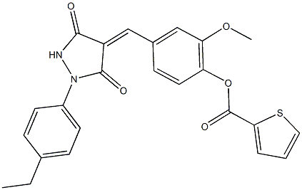 4-{[1-(4-ethylphenyl)-3,5-dioxo-4-pyrazolidinylidene]methyl}-2-methoxyphenyl 2-thiophenecarboxylate|