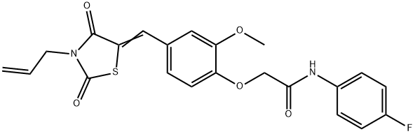 2-{4-[(3-allyl-2,4-dioxo-1,3-thiazolidin-5-ylidene)methyl]-2-methoxyphenoxy}-N-(4-fluorophenyl)acetamide Structure