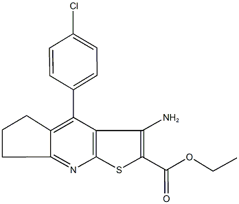 ethyl 3-amino-4-(4-chlorophenyl)-6,7-dihydro-5H-cyclopenta[b]thieno[3,2-e]pyridine-2-carboxylate Structure