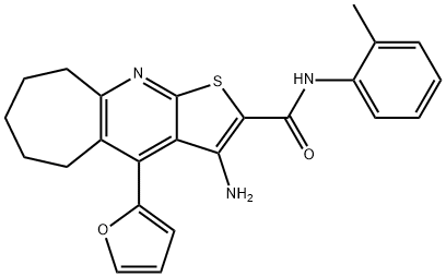 3-amino-4-(2-furyl)-N-(2-methylphenyl)-6,7,8,9-tetrahydro-5H-cyclohepta[b]thieno[3,2-e]pyridine-2-carboxamide Structure