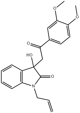 1-allyl-3-[2-(3,4-dimethoxyphenyl)-2-oxoethyl]-3-hydroxy-1,3-dihydro-2H-indol-2-one 结构式