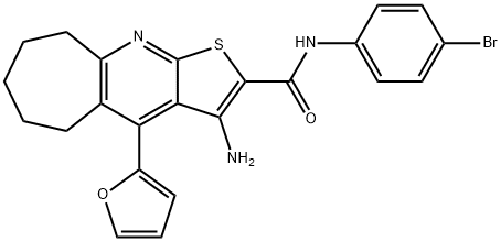 3-amino-N-(4-bromophenyl)-4-(2-furyl)-6,7,8,9-tetrahydro-5H-cyclohepta[b]thieno[3,2-e]pyridine-2-carboxamide,434295-85-9,结构式