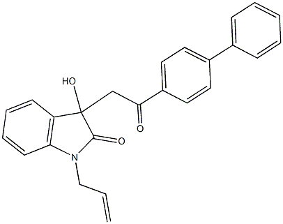 1-allyl-3-(2-[1,1'-biphenyl]-4-yl-2-oxoethyl)-3-hydroxy-1,3-dihydro-2H-indol-2-one Struktur