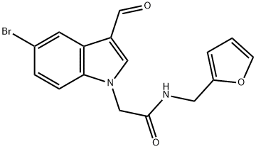 2-(5-bromo-3-formyl-1H-indol-1-yl)-N-(2-furylmethyl)acetamide Struktur