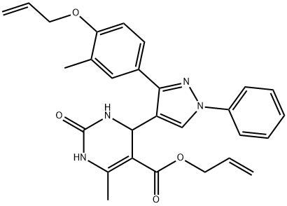 allyl 4-{3-[4-(allyloxy)-3-methylphenyl]-1-phenyl-1H-pyrazol-4-yl}-6-methyl-2-oxo-1,2,3,4-tetrahydropyrimidine-5-carboxylate Structure