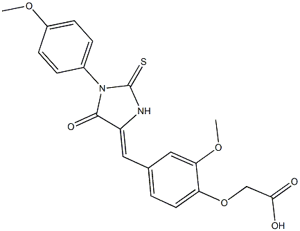 (2-methoxy-4-{[1-(4-methoxyphenyl)-5-oxo-2-thioxo-4-imidazolidinylidene]methyl}phenoxy)acetic acid,434313-36-7,结构式