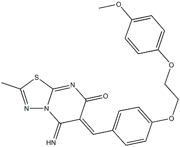 5-imino-6-{4-[2-(4-methoxyphenoxy)ethoxy]benzylidene}-2-methyl-5,6-dihydro-7H-[1,3,4]thiadiazolo[3,2-a]pyrimidin-7-one,434940-89-3,结构式