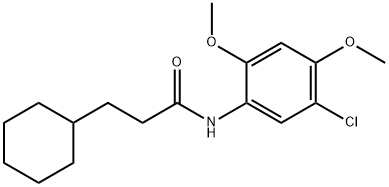 N-(5-chloro-2,4-dimethoxyphenyl)-3-cyclohexylpropanamide,435288-06-5,结构式