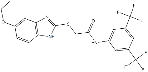 N-[3,5-bis(trifluoromethyl)phenyl]-2-[(5-ethoxy-1H-benzimidazol-2-yl)sulfanyl]acetamide Structure