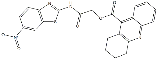 2-({6-nitro-1,3-benzothiazol-2-yl}amino)-2-oxoethyl 1,2,3,4-tetrahydro-9-acridinecarboxylate Structure