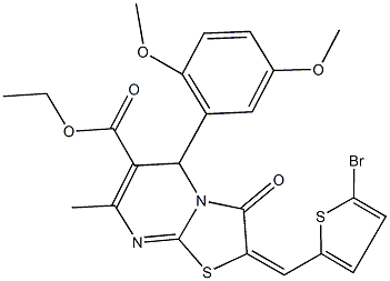 ethyl 2-[(5-bromo-2-thienyl)methylene]-5-(2,5-dimethoxyphenyl)-7-methyl-3-oxo-2,3-dihydro-5H-[1,3]thiazolo[3,2-a]pyrimidine-6-carboxylate Struktur