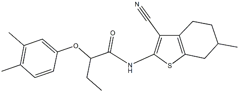 N-(3-cyano-6-methyl-4,5,6,7-tetrahydro-1-benzothien-2-yl)-2-(3,4-dimethylphenoxy)butanamide 结构式